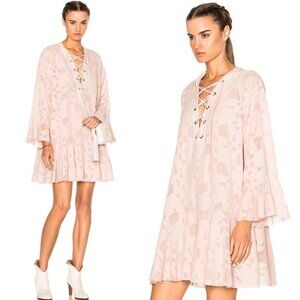 IRO Ralene Lace-up Chiffon And Tulle Mini Dress In Nude